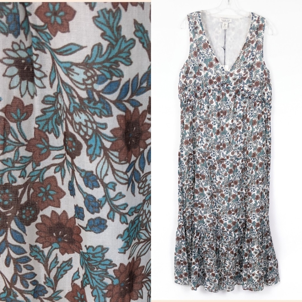 Rachel Zoe Cotton Floral Tank Maxi Dress Prairie Womens Medium
